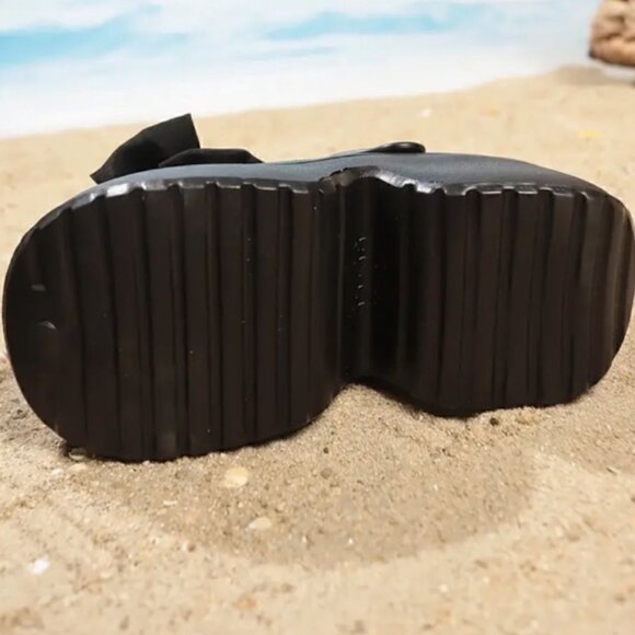 New Matte Black Bow Platform Clogs Chunky Grunge Sandals 7.5 - Picture 6 of 9